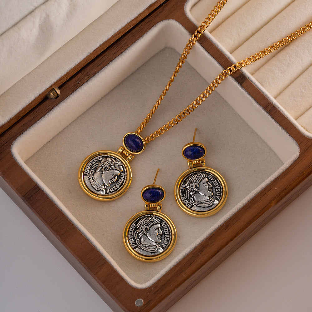Vintage oorbellen met lapis lazuli