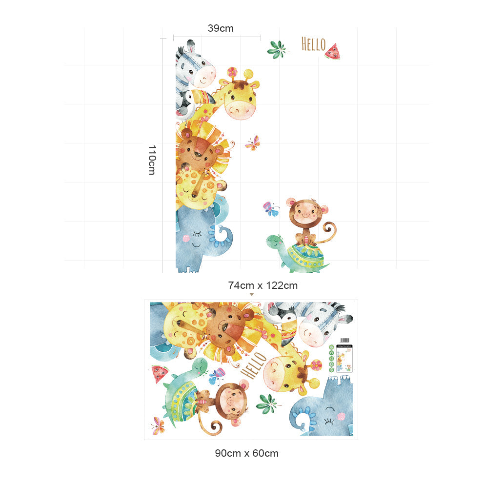 Koop nu de Aapie met Vriendjes Deursticker - Kinderkamer wanddecoratie - Babykamer decoratie - Muurdecoratie - Decoratie sticker - Muursticker van BirthdayDecorations.nl Zelfklevende muursticker voor baby en kinderkamer