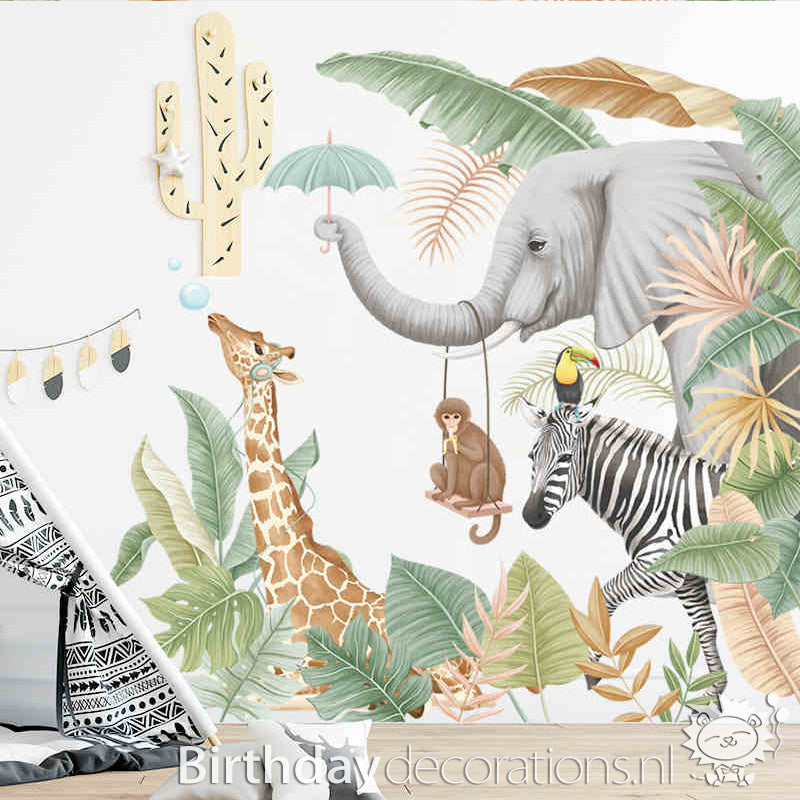 Koop nu de Aapje op de Schommel Muursticker - Kinderkamer wanddecoratie - Babykamer decoratie - Muurdecoratie - Decoratie sticker van Birthdaydecorations.nl Zelfklevende muursticker voor baby en kinderkamer