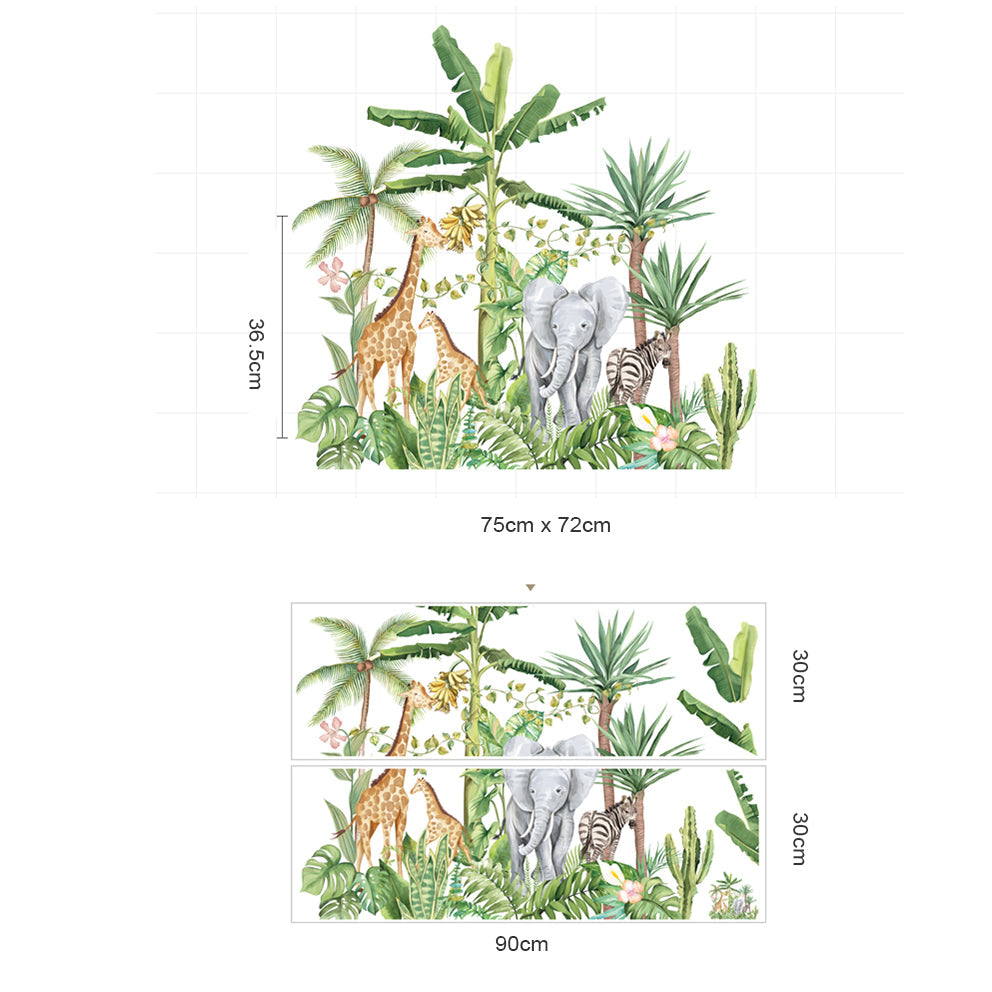 Koop nu de Giraffe bij bananenboom muursticker! Kinderkamer wanddecoratie - Babykamer decoratie - Muurdecoratie - Decoratie sticker van BirthdayDecorations.nl Zelfklevende muursticker voor baby en kinderkamer