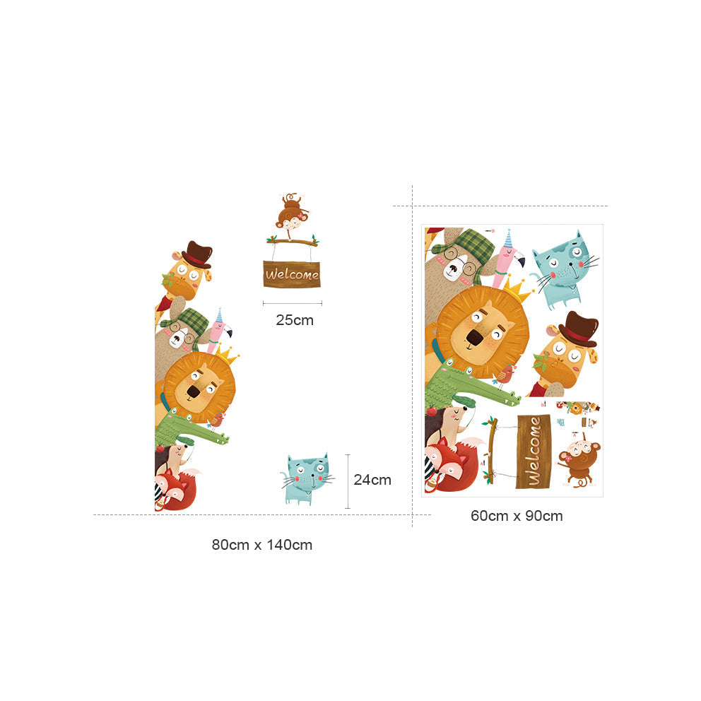 Koop nu de Leeuw met Vriendjes Deursticker van BirthdayDecorations.nl! Kinderkamer wanddecoratie - Babykamer decoratie - Muurdecoratie - Decoratie sticker - Muursticker -Zelfklevende muursticker voor baby en kinderkamer
