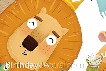 Koop nu de Leeuw met Vriendjes Deursticker van BirthdayDecorations.nl! Kinderkamer wanddecoratie - Babykamer decoratie - Muurdecoratie - Decoratie sticker - Muursticker -Zelfklevende muursticker voor baby en kinderkamer