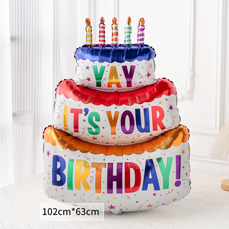 Koop nu de Leo's Party 102 cm hoge verjaardagstaart ballon van BirthdayDecorations.nl