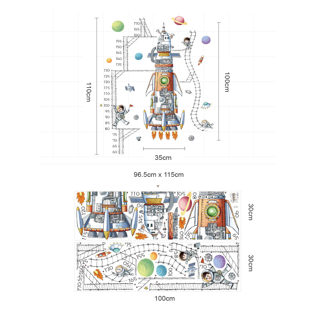 Koop nu de Raket Groeimeter Muursticker van BirthdayDecorations.nl - Kinderkamer wanddecoratie - Babykamer decoratie - Muurdecoratie - Decoratie sticker - Groeimeter - Zelfklevende muursticker voor baby en kinderkamer
