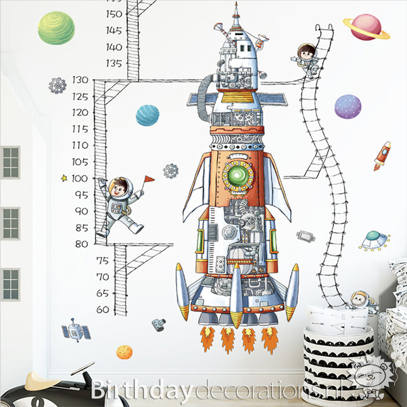 Koop nu de Raket Groeimeter Muursticker van BirthdayDecorations.nl - Kinderkamer wanddecoratie - Babykamer decoratie - Muurdecoratie - Decoratie sticker - Groeimeter - Zelfklevende muursticker voor baby en kinderkamer