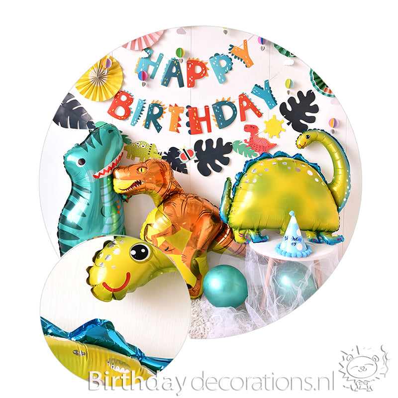 Koop nu Leo's Party T-rex en zijn Vriendjes Ballonnenset van BirthdayDecorations.nl - Verjaardag versiering - Verjaardag ballonnen - Feestpakket - Kinderfeest