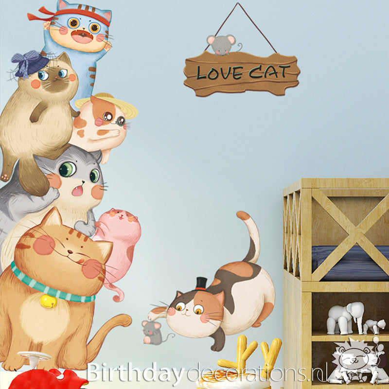 Koop nu de Toren van Poesjes Deursticker van BirthdayDecorations.nl! Kinderkamer wanddecoratie - Babykamer decoratie - Muurdecoratie - Decoratie sticker - Muursticker - Zelfklevende muursticker voor baby en kinderkamer