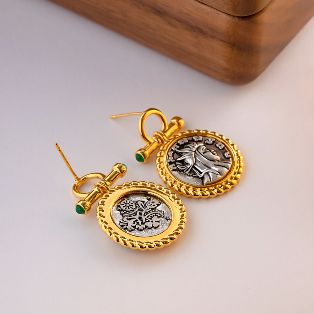 Buy now the Vintage ancient coins Greek goddess Earrings  from Amore Jewellery