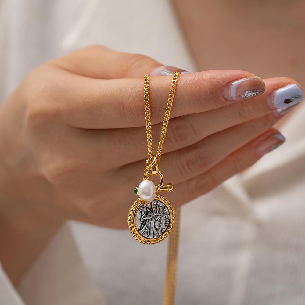 Buy now the Vintage ancient coins Greek goddess Necklace from Amore Jewellery