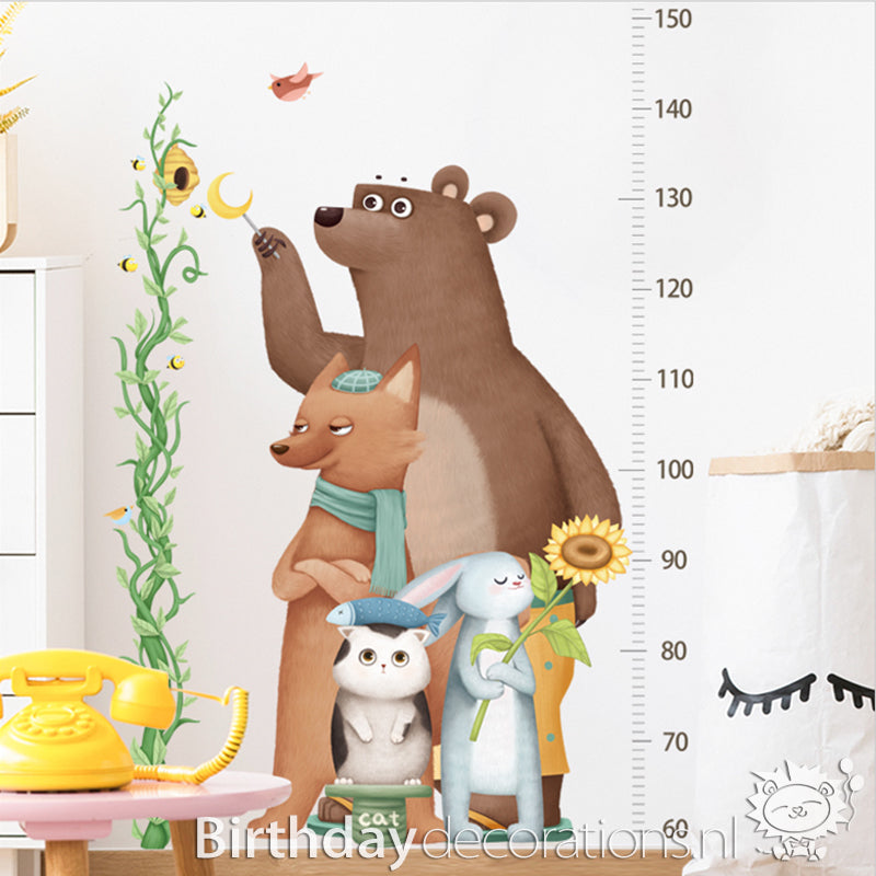 Koop nu de Beer Groeimeter Muursticker - Kinderkamer wanddecoratie - Babykamer decoratie - Muurdecoratie - Decoratie sticker – Deursticker - Groeimeter van BirthdayDecorations.nl  Zelfklevende muursticker voor baby en kinderkamer - Groeimeter