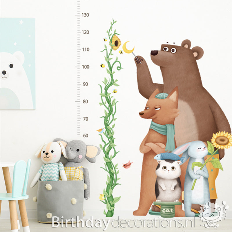 Koop nu de Beer Groeimeter Muursticker - Kinderkamer wanddecoratie - Babykamer decoratie - Muurdecoratie - Decoratie sticker – Deursticker - Groeimeter van BirthdayDecorations.nl  Zelfklevende muursticker voor baby en kinderkamer - Groeimeter