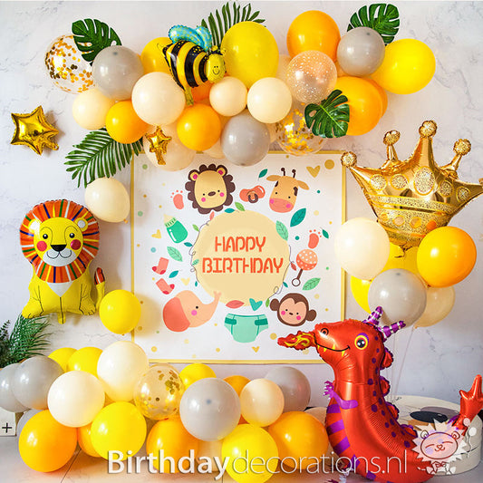 Koop nu de Leo's Party Leeuw en Bij in het Bos Ballonnenset van BirthdayDecorations.nl! Verjaardag versiering - Feest versiering - Verjaardag Decoratie - Feestpakket voor kinderverjaardag
