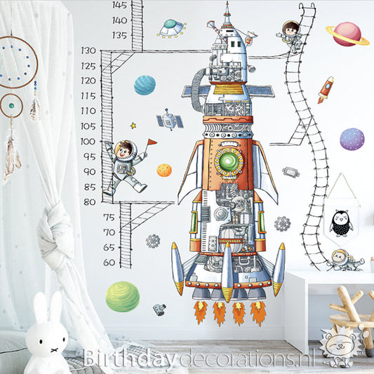 Koop nu de Raket Groeimeter Muursticker van BirthdayDecorations.nl - Kinderkamer wanddecoratie - Babykamer decoratie - Muurdecoratie - Decoratie sticker - Groeimeter - Zelfklevende muursticker voor baby en kinderkamer