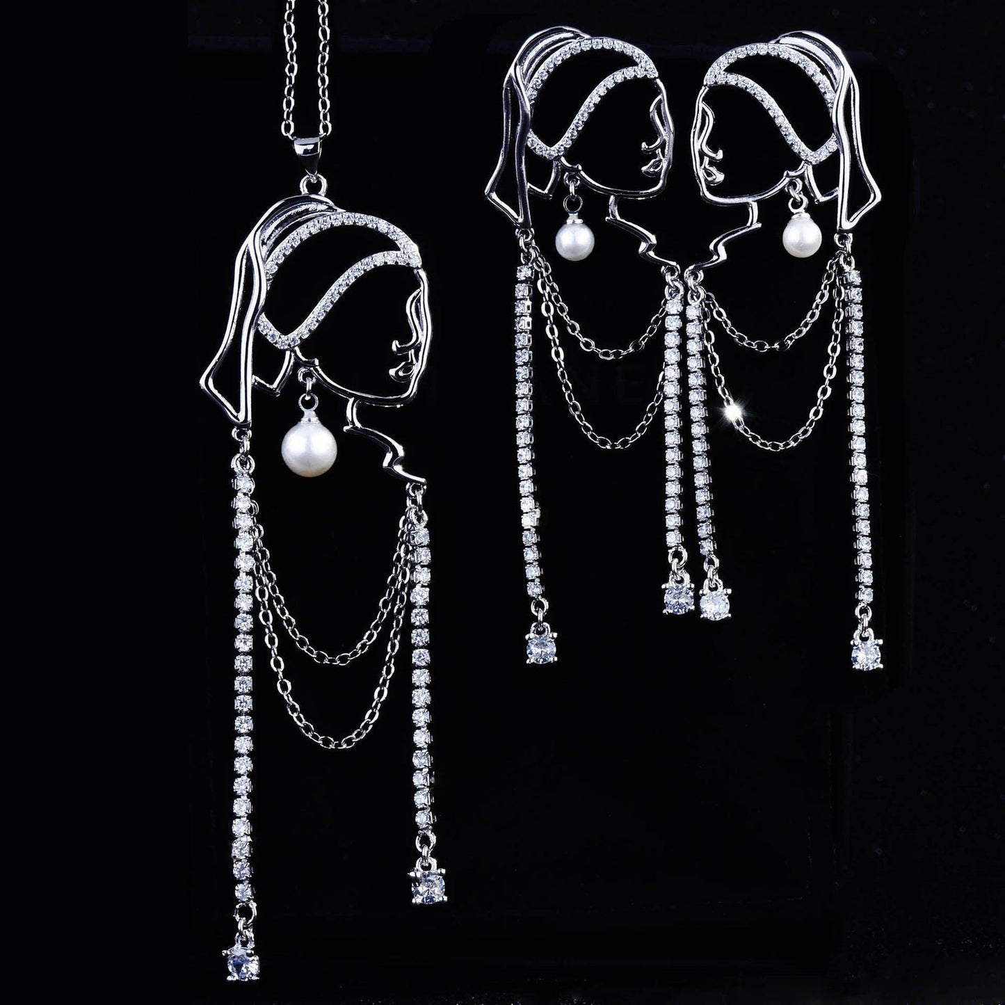 Buy now the beautiful Girl with the Pearl Necklace set from Amore Jewellery