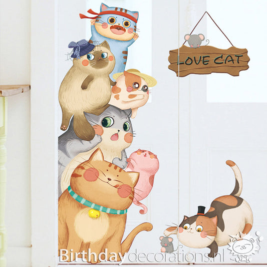 Koop nu de Toren van Poesjes Deursticker van BirthdayDecorations.nl! Kinderkamer wanddecoratie - Babykamer decoratie - Muurdecoratie - Decoratie sticker - Muursticker - Zelfklevende muursticker voor baby en kinderkamer